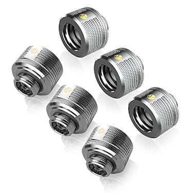 Raijintek RAIJINTEK PELIAS SILVER D141806 G14 14mm OD Straight Brass Fittings Silver 6 Pack 0R40B00232