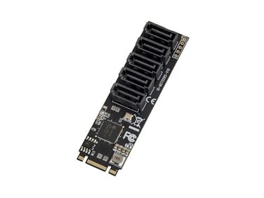 IO CREST Internal 5 Port NonRAID SATA III 6GBs M2 BM Key Adapter Card for Desktop PC Support SSD and HDD JMB585 Chipset