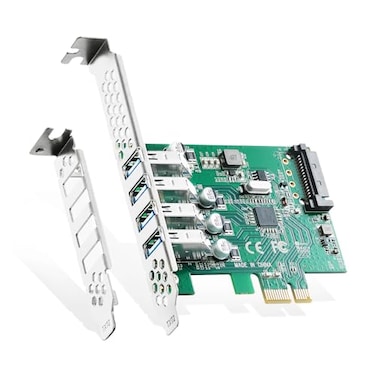 Binardat PCIE to 4 Ports USB 30 Expansion Card SelfPowered Low Profile Bracket USB3 Hub Controller Adapter for Windows 1011