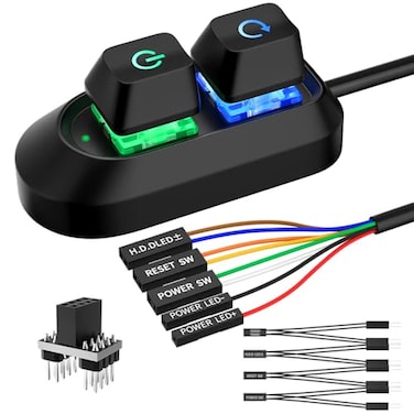 OwlTree PC Power Button Desktop Switch Splitter ON Off Reset SW HDD LED PC External Power Supply Button for Computer Motherboard