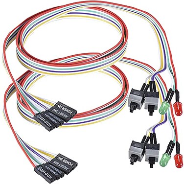 Warmstor 2 Pack 2Pin PC Power Switch Cable 27inch Desktop On Off Reset Push Button ATX Front Bezel Wire with HDD SW LED Indicator Light for Desktop Computer Case
