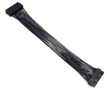 ZLKSKER 24 Pin ATX Power Cable 12 Inch 18AWG Black Male to Female PVC Sheath 18A 300V PC Compatible