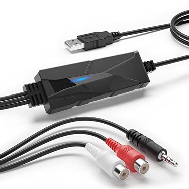 DriverGenius AudioXfer Series USB Audio Capture Card Device Convert Analog Cassette Audio to Digital MP3 with 35mmRCA Inputs Compatible with PC Mac Linux AV202B 1Pack