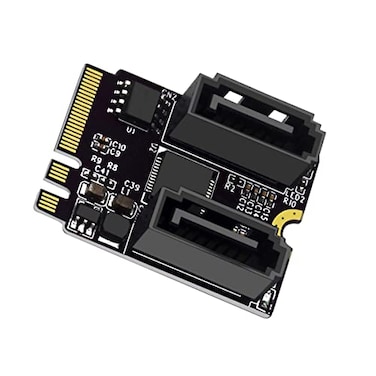 NFHK NGFF Key AE PCI Express to SATA 30 6Gbps Dual Ports Adapter Converter Hard Drive Extension Card JMB582 2230