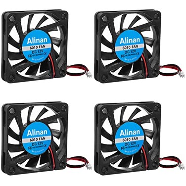 Alinan 4pcs 6010 12V Fan 60x60x10mm 2pin Sleeve Bearing Brushless DC Cooling Fan for 3D Printer Computer