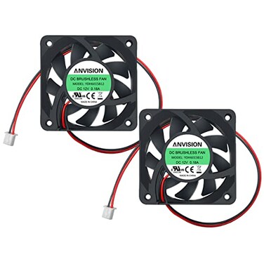 ANVISION 2Pack 60mm x 15mm DC 12V Brushless Cooling Fan Dual Ball Bearing