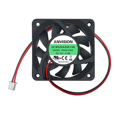 ANVISION 60mm x 15mm DC 12V Brushless Cooling Fan Dual Ball Bearing