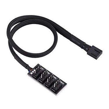 ASHATA PWM Fan Hub PC CPU Cooling 3Pin4Pin Fan Power Cable Hub Adapter Sleeved PWM Case Fan Power Supply Cable Splitter for Computer Cooler Case Fans 1 to 4 Way
