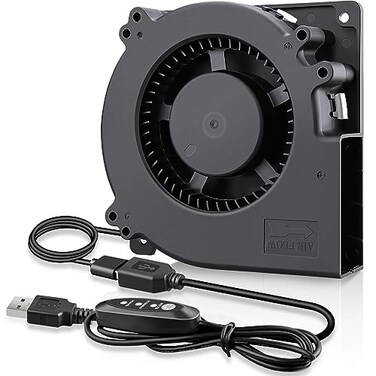 GDSTIME Quiet 120mm USB Blower Fan with 3 Speed Control 5V Squirrel Cage Blowers DC Brushless Centrifugal Fans for Receiver DVR Xbox Modem AV Cabinet Cooling