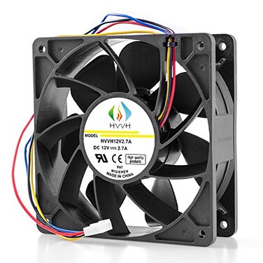HVVH Dual Ball Bearings High Speed Durable Mini 4Pin DC 12V 27A 6000 RPM Cooling Fan Brushless Replacement Case Fan for Antminer Bitmain S7 S9 D3 L3 E9 T9 etc All BTC Miner Server 27A 6000RPM