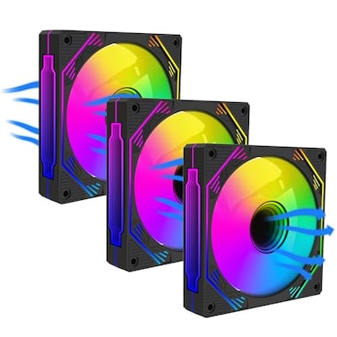 PANO-MOUNTS PANOMOUNTS 120mm ARGB Fan Infinity Mirror Reverse Airflow 5V 3Pin Addressable RGB PWM PC Computer Water Cooler CPU Case Fan 5001500RPM Black 3Pack