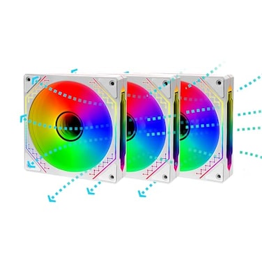 PANO-MOUNTS PANOMOUNTS 120mm Reverse Airflow 5V 3Pin ARGB Addressable Infinity Mirror Fans with 4Pin PWM Control 8001600RPM Suitable for PC Water Cooling and CPU Cooler White 3Pack
