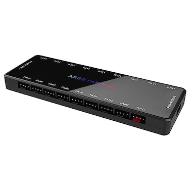 Shaking Tank SHAKING TANK ARGB and PWM Fan hub9 Ports RGB Hub1 to 9 Multi Way Magnetic backplane Splitter 5V3PIN Case Fan Hub Adapter PWM ARGB Fan Black