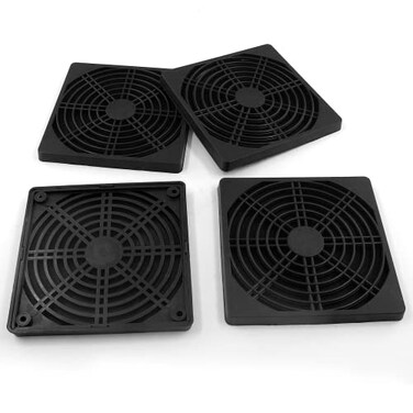 Unlorspy 4 Pcs Black Cooling Fan Filter 120 mm Square Plastic Case Fan Filter Cover PC Computer Case Mesh