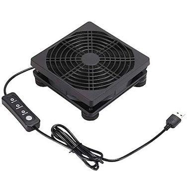 PANO-MOUNTS Upgraded 120mm 5V USB Powered PC Router Fan with Speed Controller High Airflow Cooling Fan for Router Modem DVR PlayStation TV Box and Other Electronics