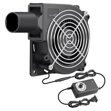 Wathai 120mm x 32mm Dual Ball Blower Fan 12V with 110v 240v AC Plug Variable Speed Controller High Velocity Squirrel Cage Fans for DIY Cooling Projects BBQ Drum Smoker