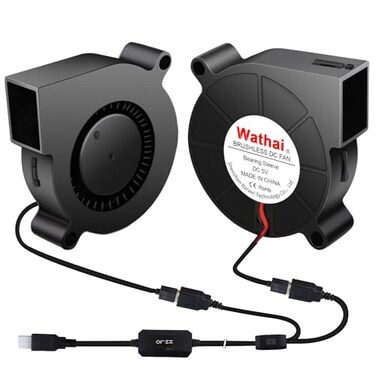 Wathai 50mm x 15mm USB Blower Fan 5V 5015 Brushless Cooling Fans with Variable Speed Controller for Laptops Helmets and DIY Projects 2 Pack