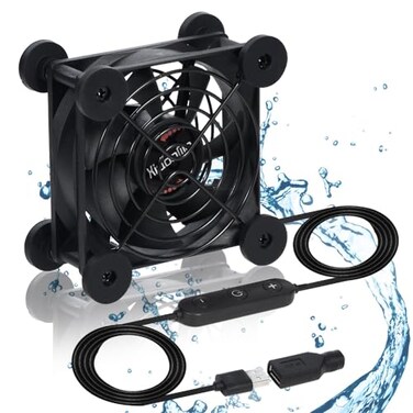 xiaoqijia Xiaoqijia Quiet 80mm Fan with 10 Speed USB 5V DC 12V IPX5 Waterproof Cooling Fan for Tablet TV Receiver Router DVR Xbox Greenhouse Kennel Computer Cabinet Component Cooling