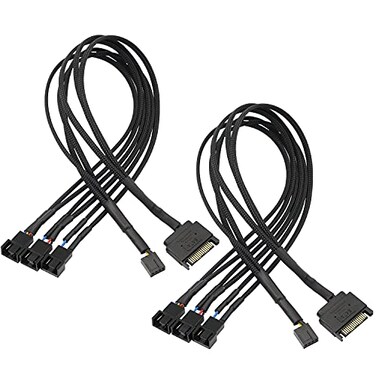 XMSJSIY SATA to 3 Pin 4 Pin PWM Fan Adapter Splitter Hub for 12V Desktop Computer Cooler Case Fans 2 Pieces Packing
