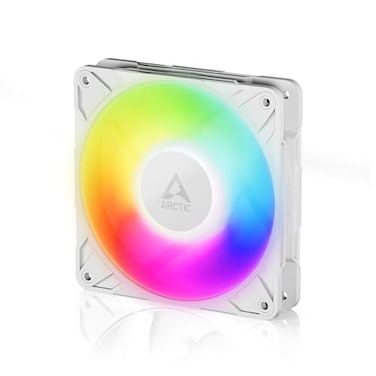 ARCTIC P12 Pro ARGB White Powerful Premium Fan 120 mm PWM Fan with YCable Splitter 6003000 RPM 0 RPM 5 PWM 5V Digital RGB Fluid Dynamic Bearing 4Pin White