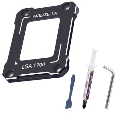 AVERZELLA AntiBending Contact Frame Retrofit Kit for Intel 12th13th14th Gen CPUs CNC Aluminum CPU Buckle Compatible with LGA 1700 Socket Motherboards with 2g 515WMK CPU Thermal Black