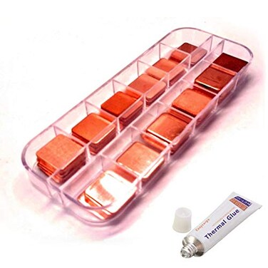 Easycargo 100pcs 12 Sizes 15mm Copper Pad Shim Thermal Kit Low Profile Copper Plate Cooler for PC Laptop Chips