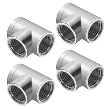 BXQINLENX Silver Chrome G 14 Threaded 3 Way Fitting for Computer Water Cooling System4 PCS