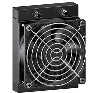 Clyxgs Water Cooling Radiator12 Pipe Aluminum Heat Exchanger Radiator with Fan for PC CPU Computer Water Cool System DC12V 120mm Black