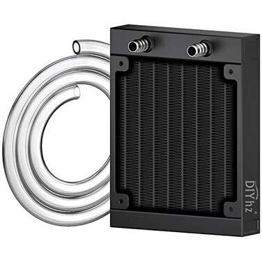 DIYhz 80mm Aluminum CPU PC Water Cooling Radiator 8 Pipe DC12V Black