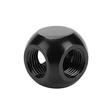 Pomya Computer Water Cooling Spherical 3 Way TType Connector G14 Threaded Adapter Black Silver for PC Water Cooling ApplicationBlack