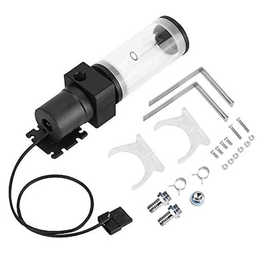 Diyeeni 19W 12v CPU Water Cooling Pumpe Reservoir DIY Combo 800LH G 14 Thread Port PC CPU Water Cooling System Heat Exchanger Tool Transparent Acrylic Material Easy Install110mm