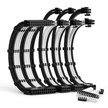 ABNO1 PSU Cable Extension Kit with Two Sets of Cable Combs 1x24Pin1x8Pin44 EPS2x8Pin6P2P PCIE 30CM LengthPC Sleeved Cable for ATX Power SupplyBlackWhite