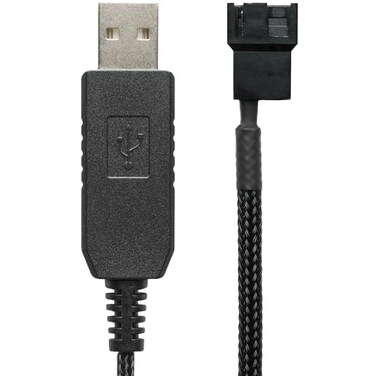 CRJ Electronics CRJ 12V StepUp USB Fan Power Adapter Cable 24inch 60cm Black Sleeved Full Fan Speed Adapter for 3Pin 4Pin PC Cooling Fans