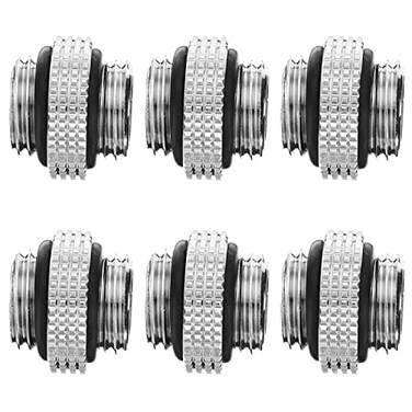 greenDracaena dracaenaio 6 pack G14 thread Male to Male Mini Extender Fitting with tighten Oring Compression fitting for Computer Water Cooling System Silver