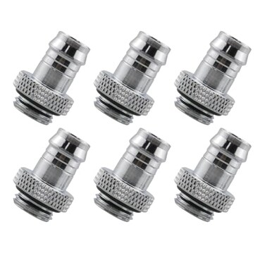 greenDracaena dracaenaio 6 Pack of G14 thread to 38 Barb Fitting for Soft Tubing PC Water Cooling System Soft Tube Connectors Silver