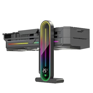 Dohaeris Temperature Displaying GPU Stand ARGB Infinity Graphics Card Support Adjustable 5V 3PIN Video Card Holder Antisag Bracket Magnetic Base Display Card Brace Rack PC Graphic Card Accessories Bla