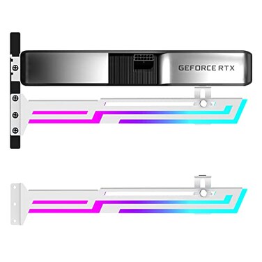 NVRADCHUA RGB GPU Support Bracket GPU Brace Support 5V 3Pin addressable GPU Holder Builtin ARGB Adjustable Length and Height White