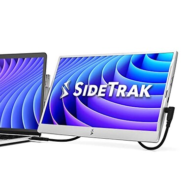 SideTrak Swivel 14 Patented Attachable Portable Monitor for Laptop FHD TFT Laptop Dual Screen Mac PC Chrome Compatible Fits All Laptops Powered by USBC or Mini HDMI Light Silver