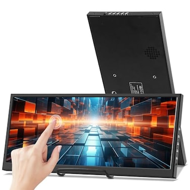 Prechen 123 Inch Touchscreen Secondary Monitor IPS Stretched Bar LCD Travel Touch Display 1920 720 HDMI USBC Portable Touch Screen for Laptop Computer Windows Aida64 GPU CPU RAM Monitoring