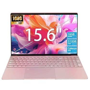 KurieTim 156 Laptop Computer N95 Processor 4C4T 1734GHz Gaming Laptop 16GB RAM 512GB PCIe SSD FHD Display Backlit Keyboard Fingerprint Unlock Students Business Laptop PC Win11 Pro OSRose Gold