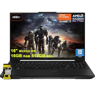 ASUS TUF Gaming A16 Laptop 16 WUXGA 165Hz 100 sRGB AMD 8core Ryzen 7 7735HS 16GB DDR5 512GB SSD Radeon RX 7700S RTX4060 Backlit USB4 AI Noise Cancelation Win11Pro wICP Accessory