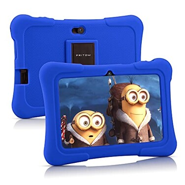 PRITOM 7 inch Kids Tablet with Case Tablet Android 13 32 GB ROM WiFi Bluetooth Dual Camera Educationl Games Parental Control Kids Software PreInstalled
