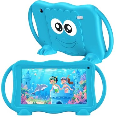 Trayoo Kids Tablet 7 Inch Tablets for Kids 312 32GB Toddler Tablet with Dual Camera Parental Control Solid Case WiFi GMS YouTube Netflix Android Learning Software Installed Blue