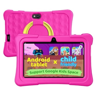 aiprotablet Kids Tablet 7 inch Android Tablet for Kids 6GB32GB 1TB Expand QuadCore Toddler Tablets with Case BT WiFi Parental Control Games Dual Rose
