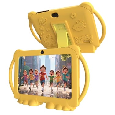 PEICHENG Kids Tablet 7 inch Android 120 for Toddler 4GB RAM 32GB ROM Bluetooth IPS Screen Parental Control Dual Camera Shockproof Case for Educational Games Yellow