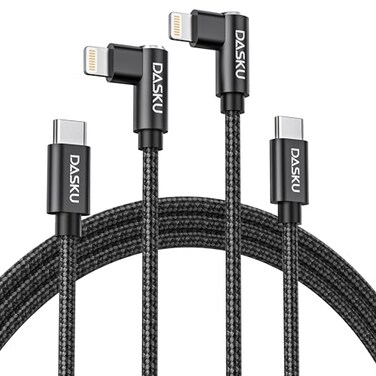 Dasku USB C to Lightning Cable for iPhone 2Pack 6FT Right Angle 90 Degree Charging Cable Long Nylon Braided USB C iPhone Charger Compatible with iPhone 1413Pro 12Max11XSXR8Plus