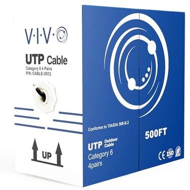 VIVO Waterproof 500ft Bulk Cat6 Wire CCA Ethernet Cable 23 AWG UTP Pull Box Outdoor Direct Burial Black CABLEV012