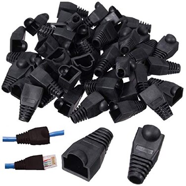 OLIREXD 100Pcs RJ45 Strain Relief Boots Set Anti Tangle RJ45 Boots Soft ABS Plastic Ethernet Network Cable Boot Compatible with CAT6 CAT5 CAT5E CAT6a Cable Black