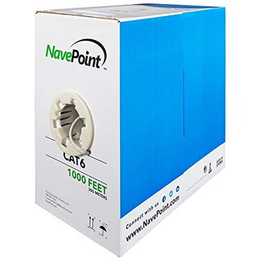 NavePoint Cat6 CCA 1000ft Grey Solid Bulk Ethernet Cable 550MHz 23AWG 4 Pair Unshielded Twisted Pair UTP