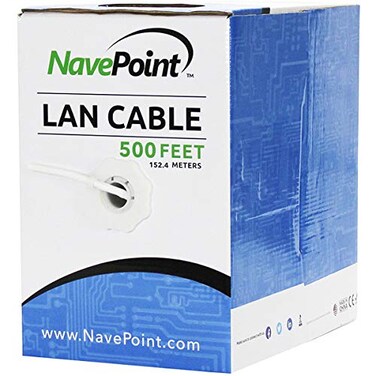 NavePoint CAT6 Ethernet Cable CCA Bulk CAT6 Cable 500ft Ethernet Cable 550MHz 23AWG 4 Pair Unshielded Twisted Pair UTP Solid White